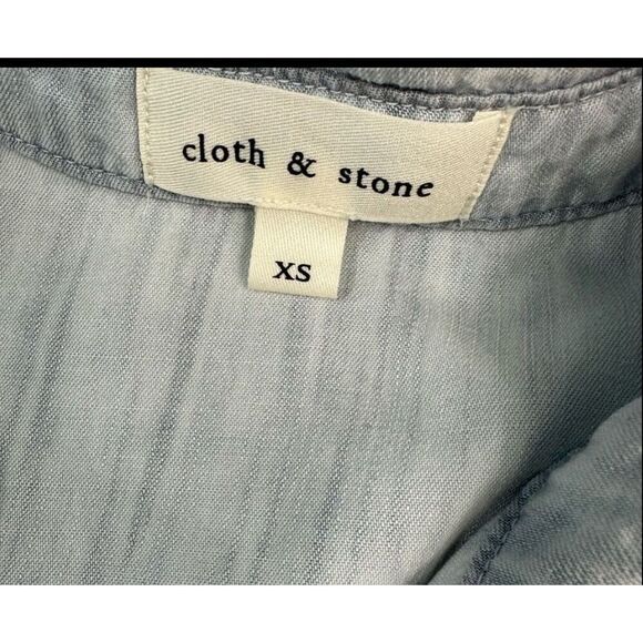 Anthropologie Cloth & Stone Romper Size XS Blue Utility Rolled Hem Casual Summer - Picture 6 of 8